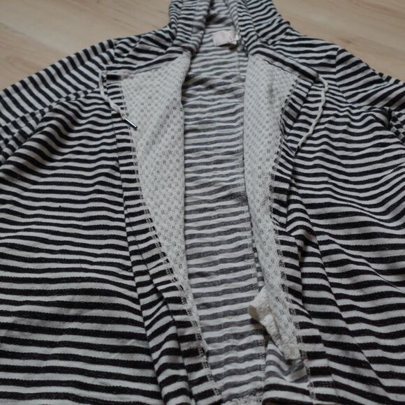 Skies Are Blue Women M Cardigan Hooded Cotton Striped Open Front Long Sleeve - Picture 3 of 12